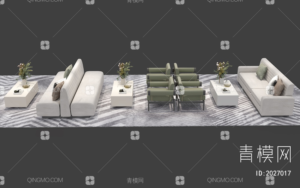 沙发茶几组合3D模型下载【ID:2027017】