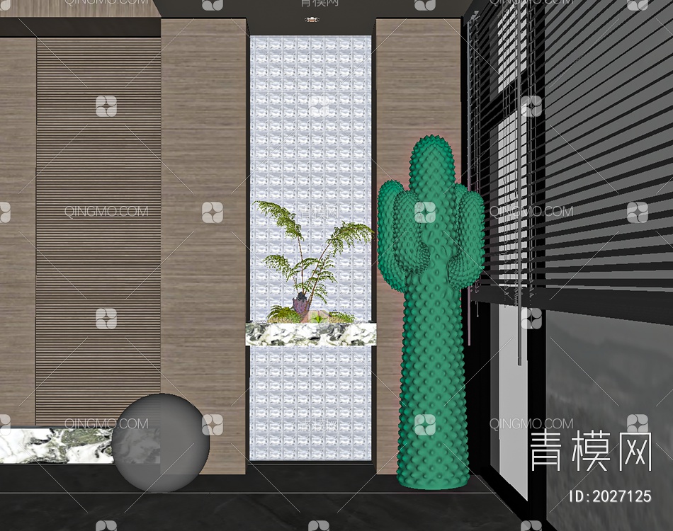 室内阳台装饰装置 植物 摆件SU模型下载【ID:2027125】