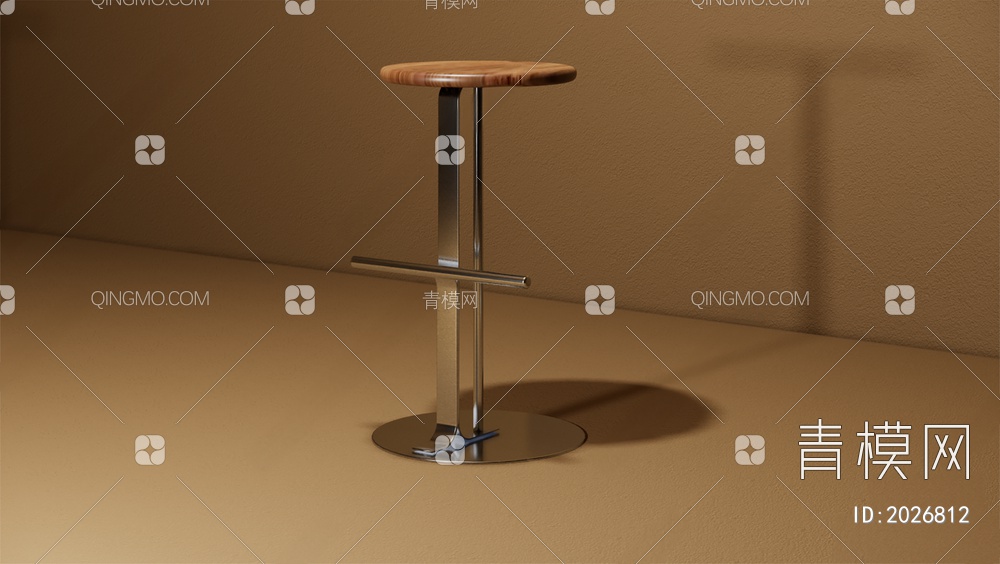 吧凳 实木吧凳 韩式高脚凳3D模型下载【ID:2026812】