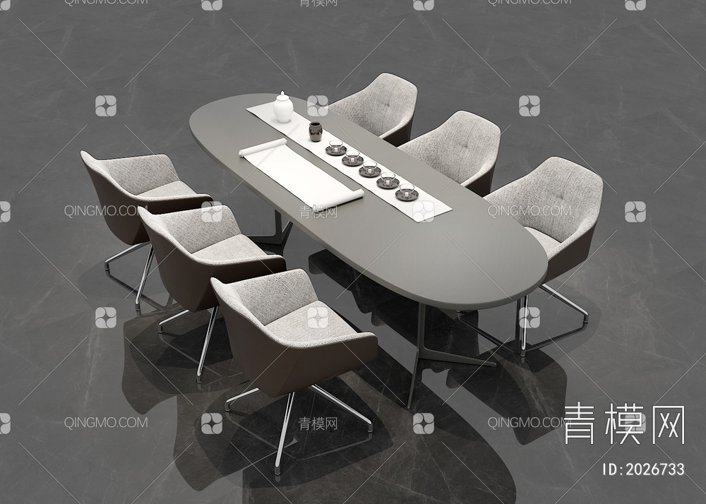 办公桌椅组合3D模型下载【ID:2026733】