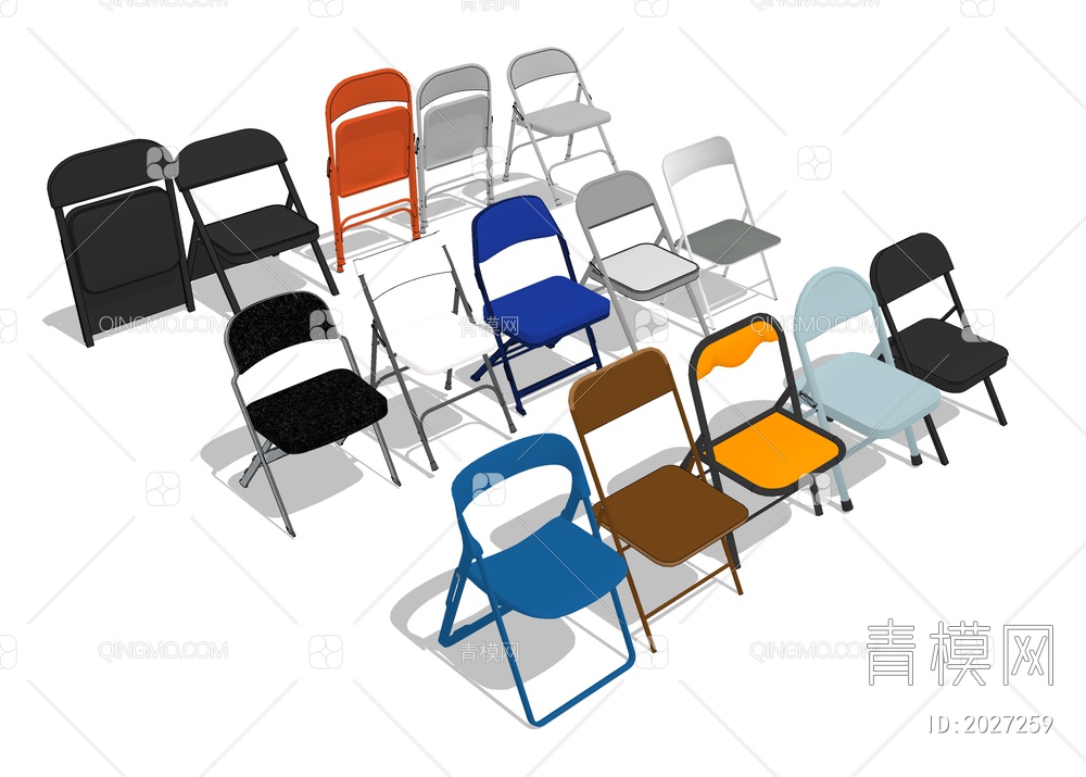 折叠收缩铁椅子SU模型下载【ID:2027259】