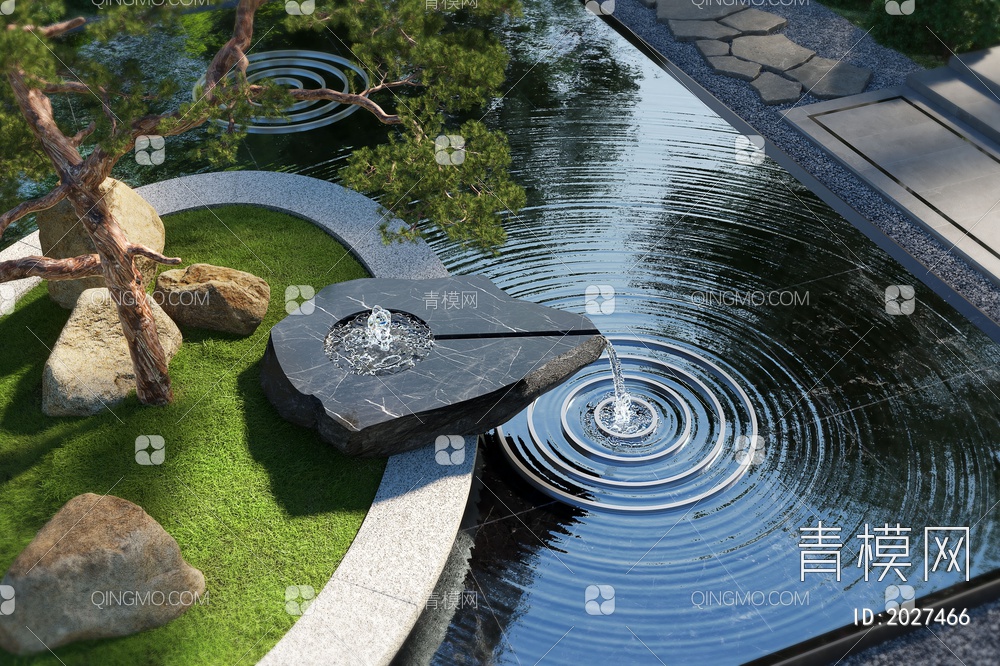 庭院水景3D模型下载【ID:2027466】