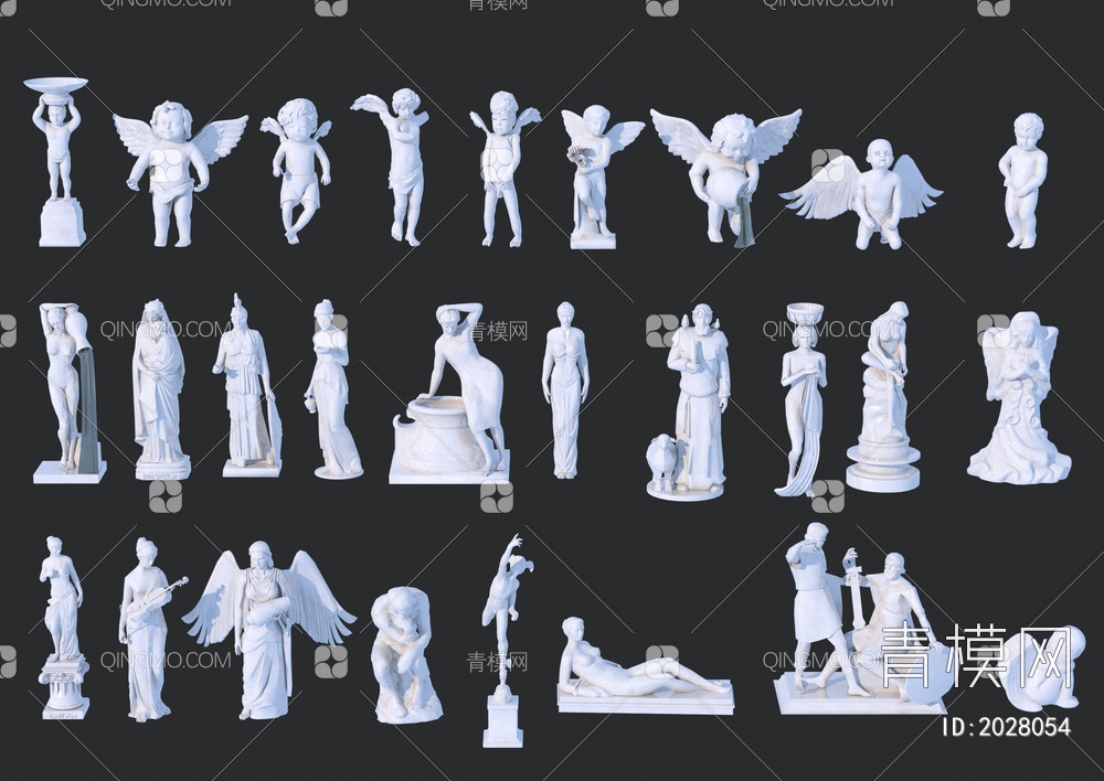 石膏人物雕塑3D模型下载【ID:2028054】