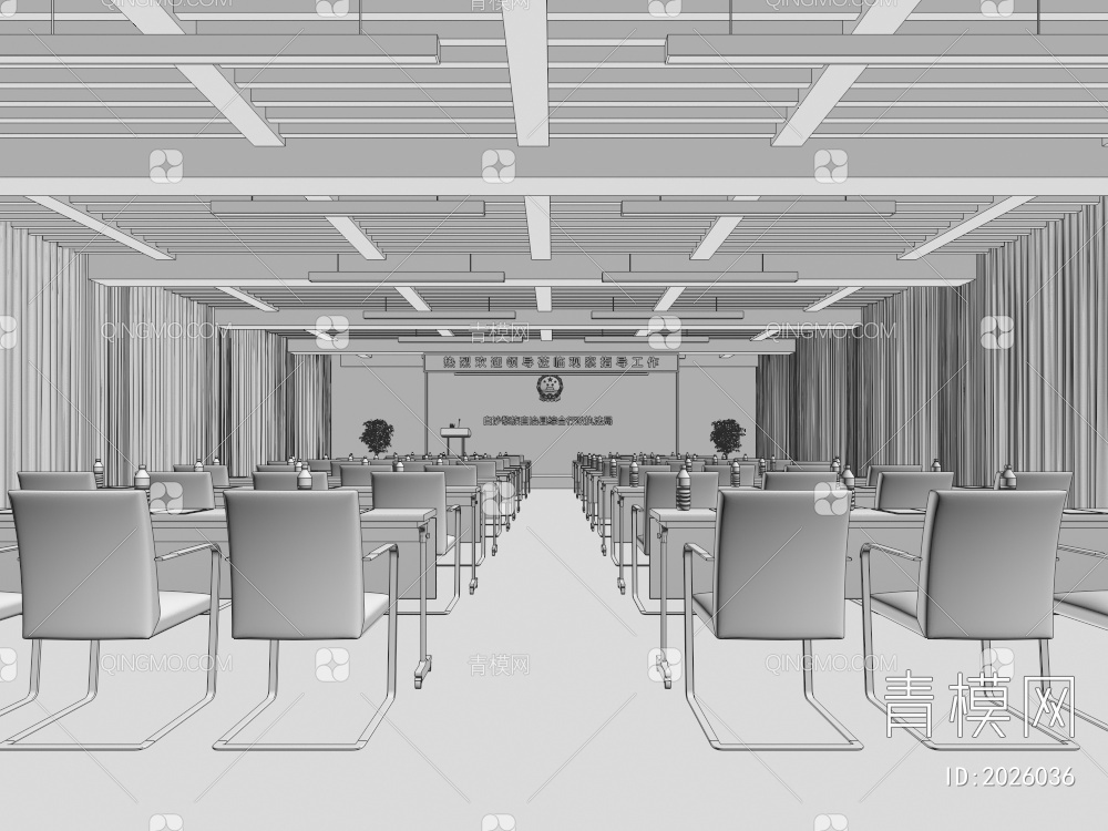 会议室 会议厅 报告厅 培训教室3D模型下载【ID:2026036】