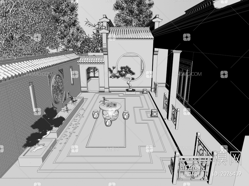 庭院景观3D模型下载【ID:2026439】