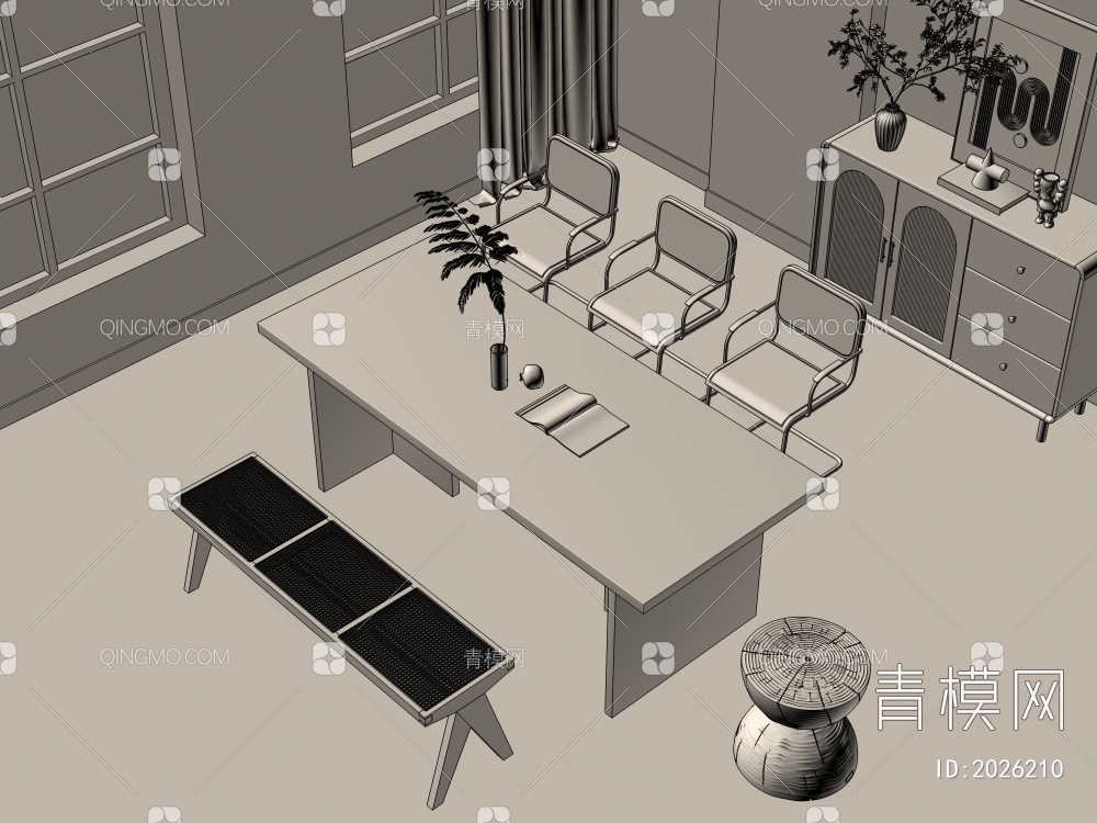 餐厅3D模型下载【ID:2026210】