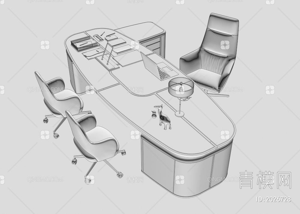 办公桌椅 老板桌椅3D模型下载【ID:2026728】