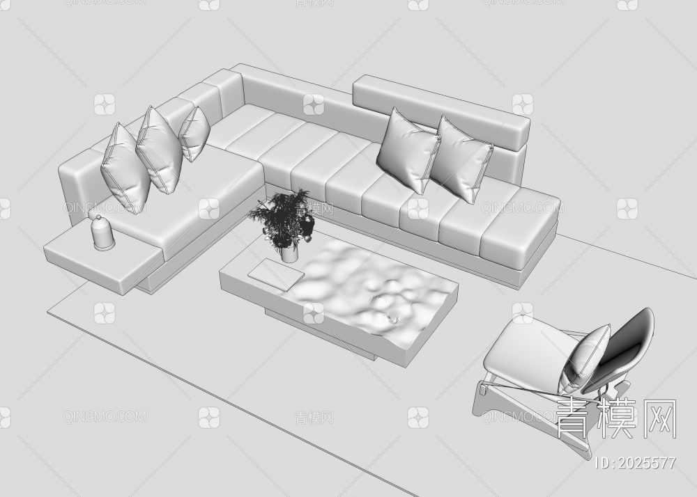 沙发茶几组合3D模型下载【ID:2025577】