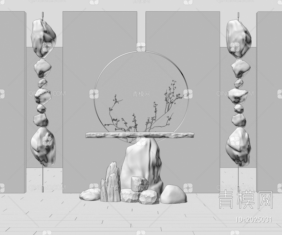 石头装饰玄关3D模型下载【ID:2025031】