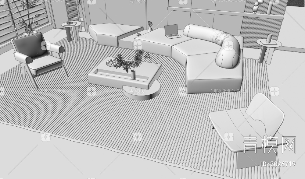 沙发茶几组合3D模型下载【ID:2026719】