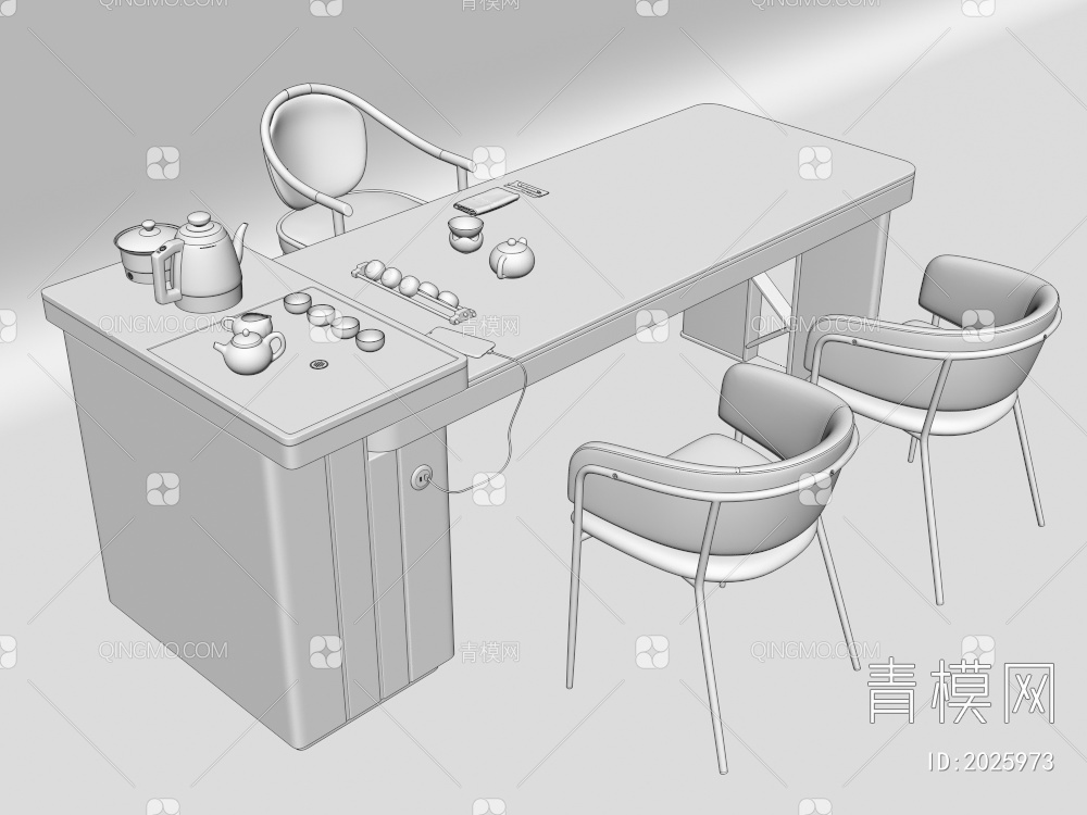 茶桌椅组合3D模型下载【ID:2025973】