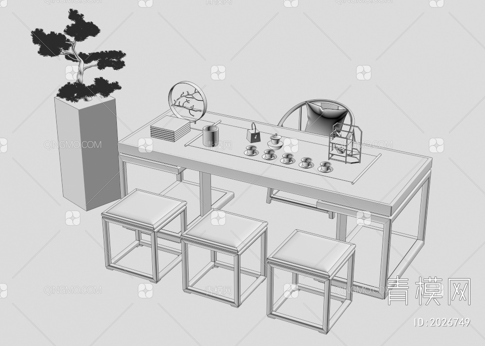茶桌椅3D模型下载【ID:2026749】