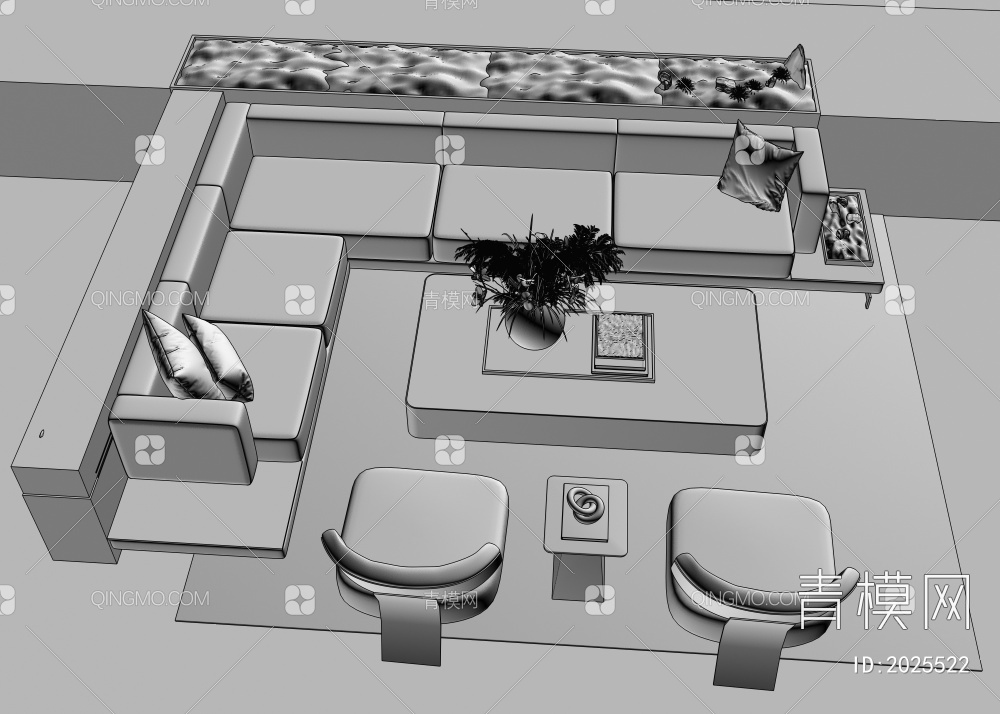 沙发茶几组合3D模型下载【ID:2025522】