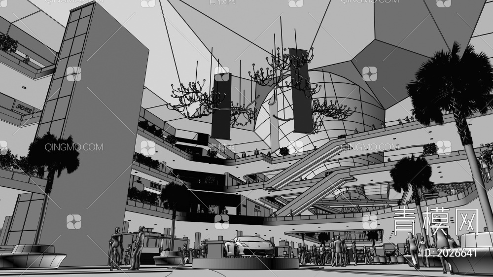 商场 购物中心 商场中庭3D模型下载【ID:2026641】