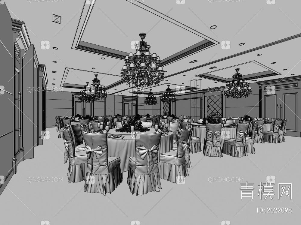 酒店宴会厅3D模型下载【ID:2022098】