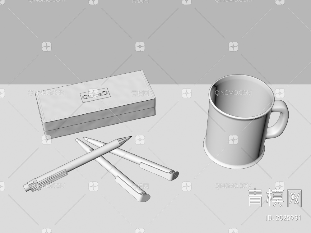 杯子、笔、纸盒3D模型下载【ID:2025931】