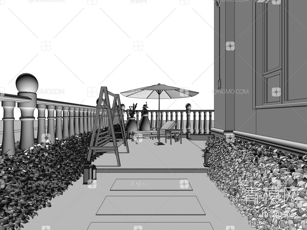别墅花园3D模型下载【ID:2025066】