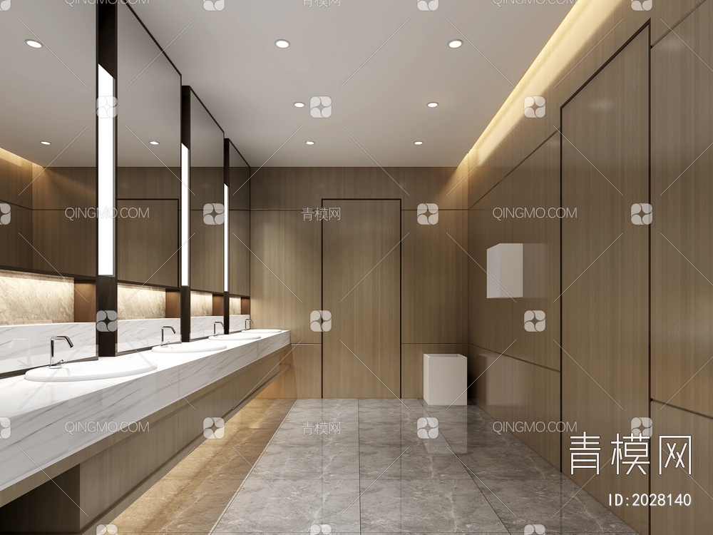 公共卫生间 公共厕所 办公室厕所 酒店卫生间 公厕3D模型下载【ID:2028140】