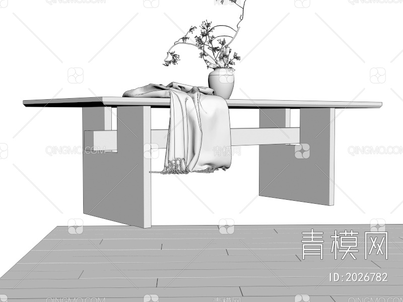 长餐桌 干花3D模型下载【ID:2026782】
