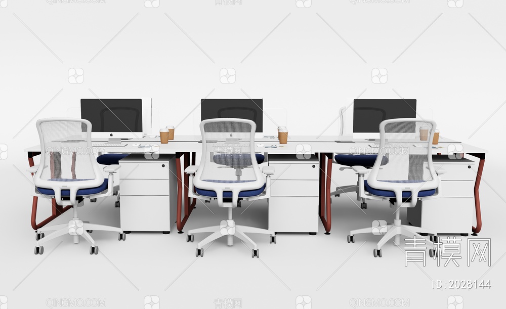 公共办公桌椅组合3D模型下载【ID:2028144】