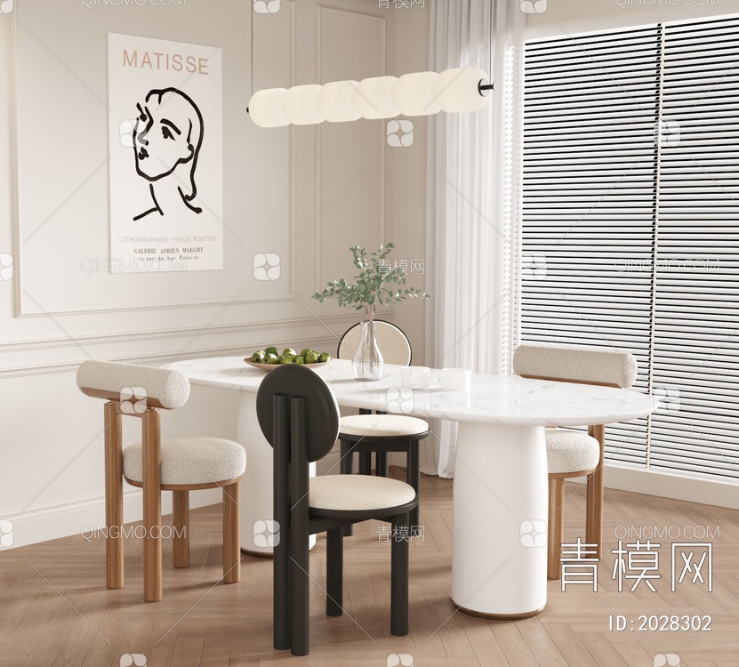 餐桌椅3D模型下载【ID:2028302】