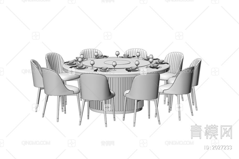 餐桌椅组合3D模型下载【ID:2027233】