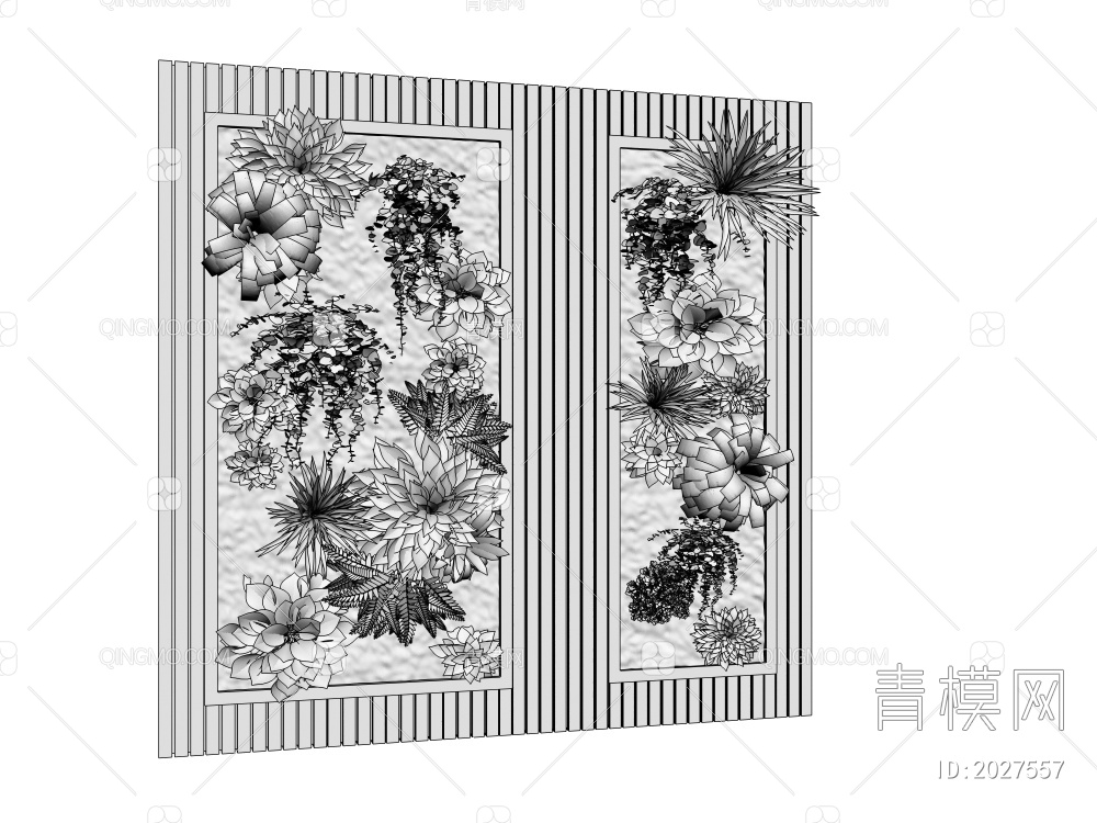 花草植物墙3D模型下载【ID:2027557】