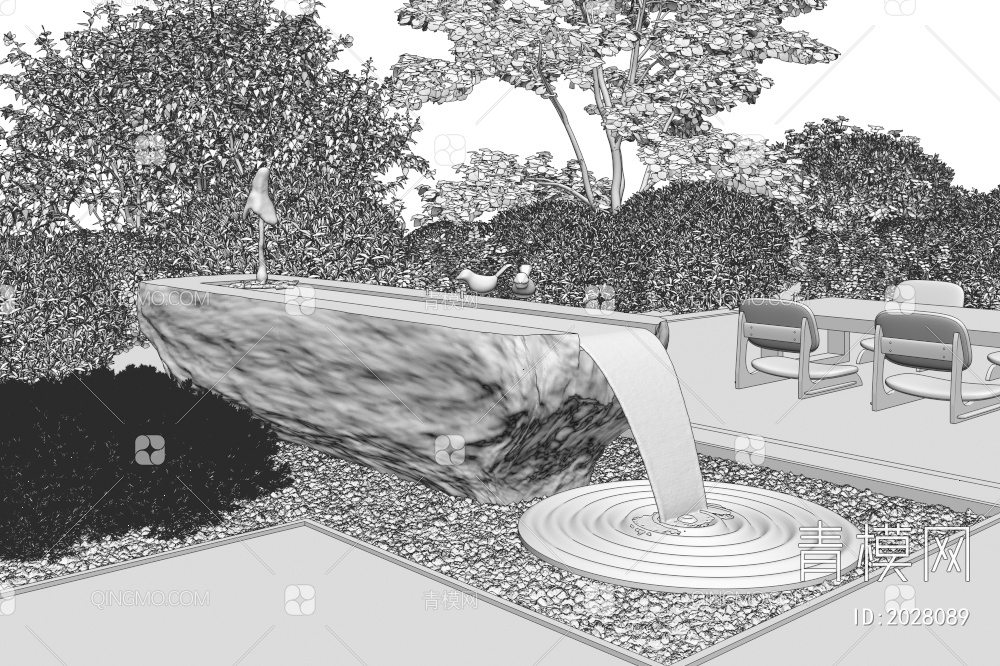 庭院水景3D模型下载【ID:2028089】