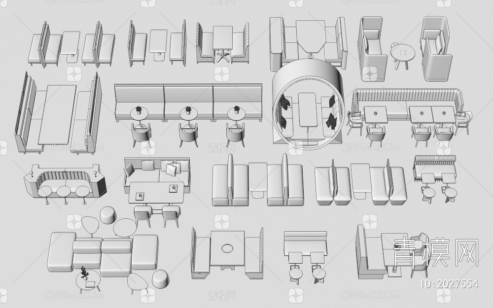 卡座沙发3D模型下载【ID:2027554】