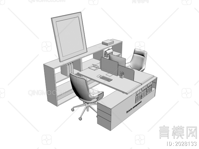 办公桌椅组合3D模型下载【ID:2028133】