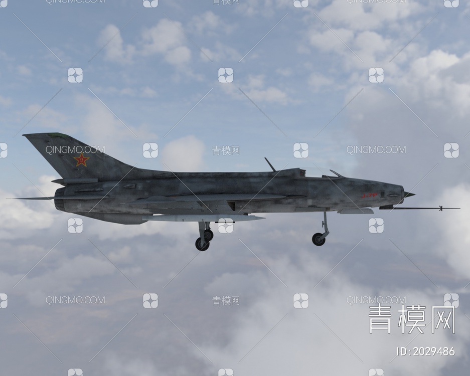 中国人民解放军空军歼7PJ7P歼击机飞机3D模型下载【ID:2029486】