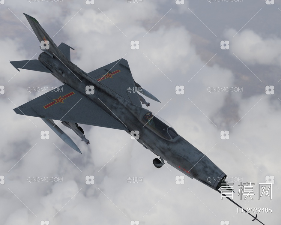 中国人民解放军空军歼7PJ7P歼击机飞机3D模型下载【ID:2029486】