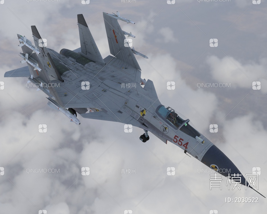 中国人民解放军空军歼15AJ15A飞鲨舰载机军事飞机3D模型下载【ID:2030522】