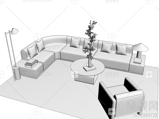 沙发茶几组合 休闲沙发3D模型下载【ID:2028132】