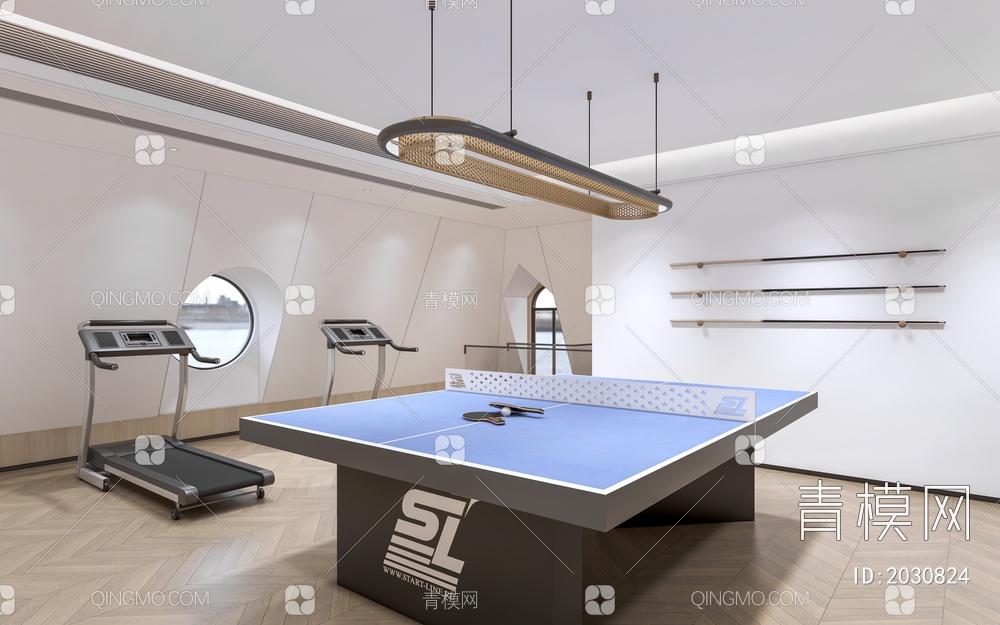 乒乓球室SU模型下载【ID:2030824】