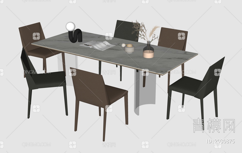 餐桌椅组合SU模型下载【ID:2030875】