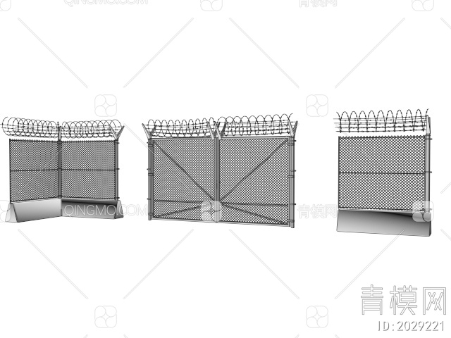 军事器材 栅栏铁丝网3D模型下载【ID:2029221】