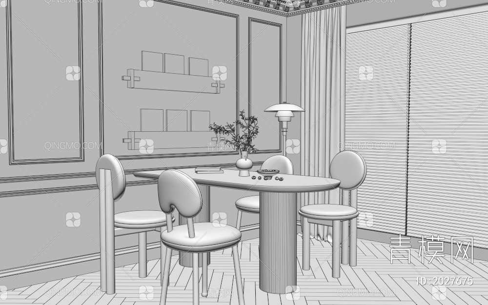 餐桌椅组合3D模型下载【ID:2027675】