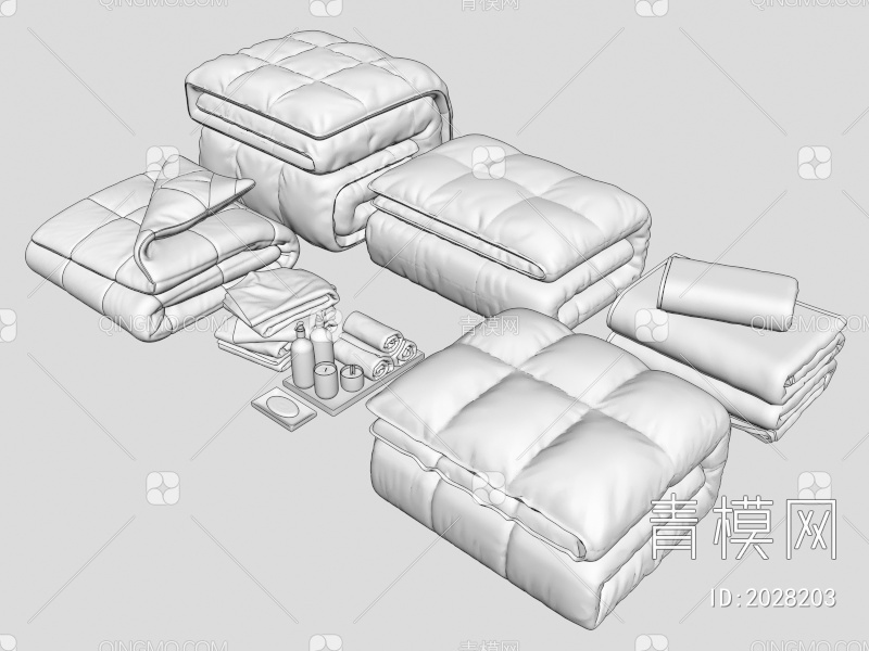 床上用品 被子3D模型下载【ID:2028203】