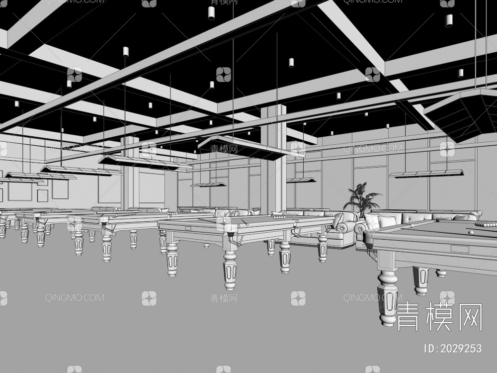 台球室 台球厅3D模型下载【ID:2029253】