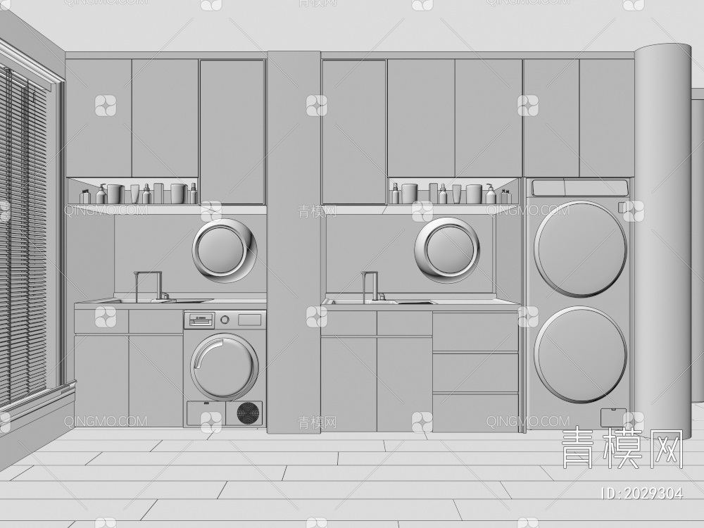 阳台洗衣机 一体化洗衣机烘干机3D模型下载【ID:2029304】