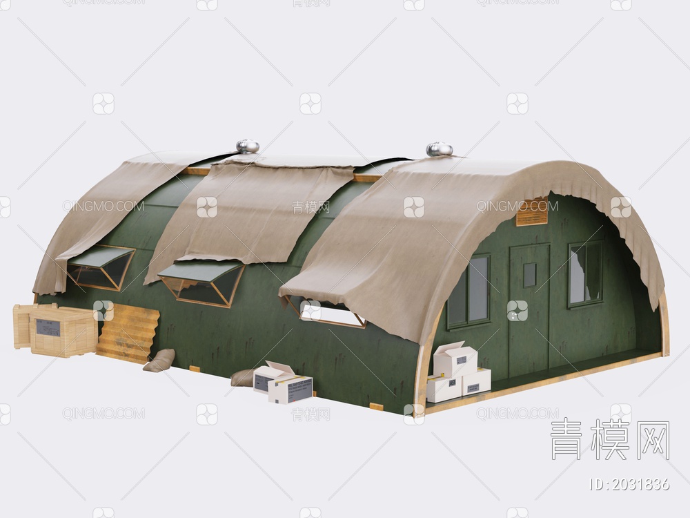 器材 军用帐篷3D模型下载【ID:2031836】