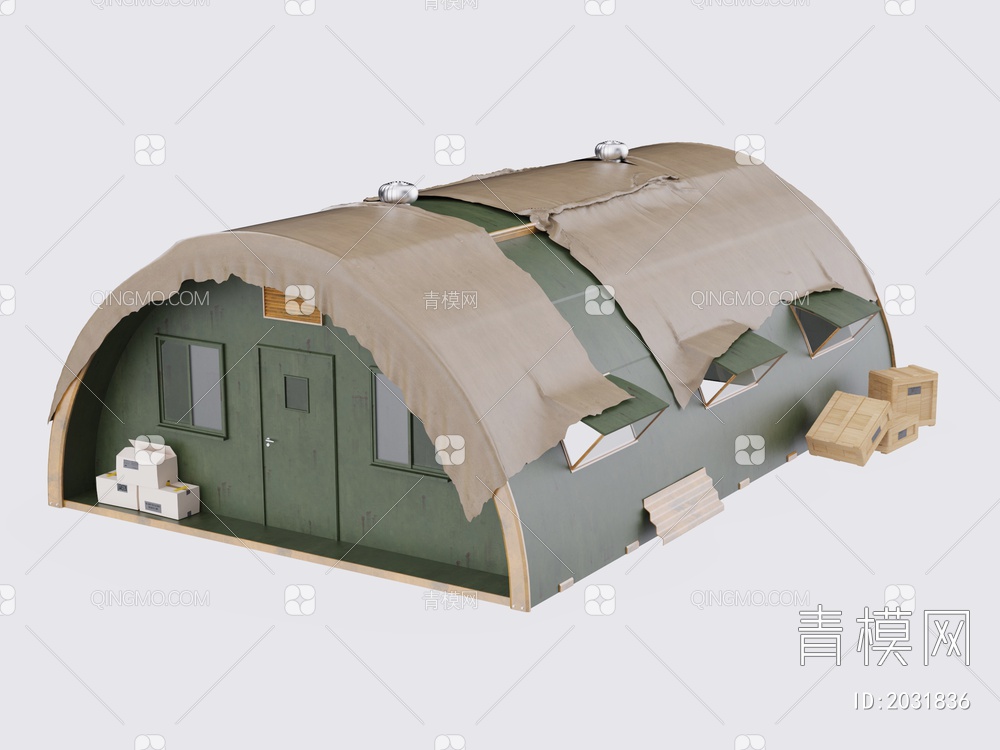 器材 军用帐篷3D模型下载【ID:2031836】