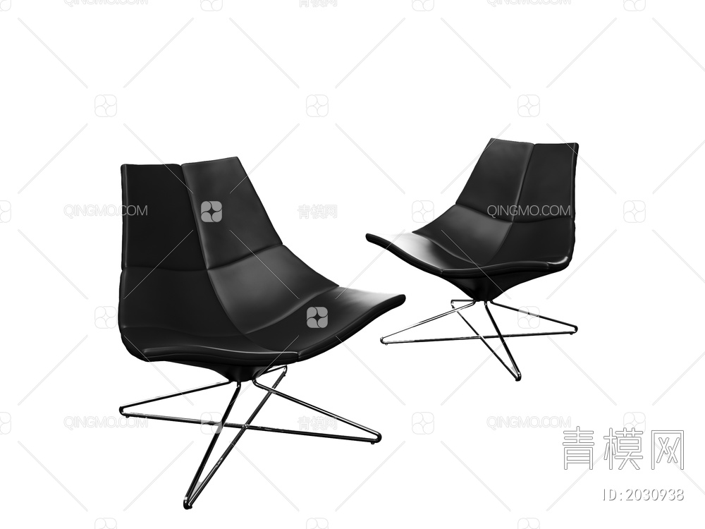 休闲椅 皮质椅 黑色休闲椅3D模型下载【ID:2030938】