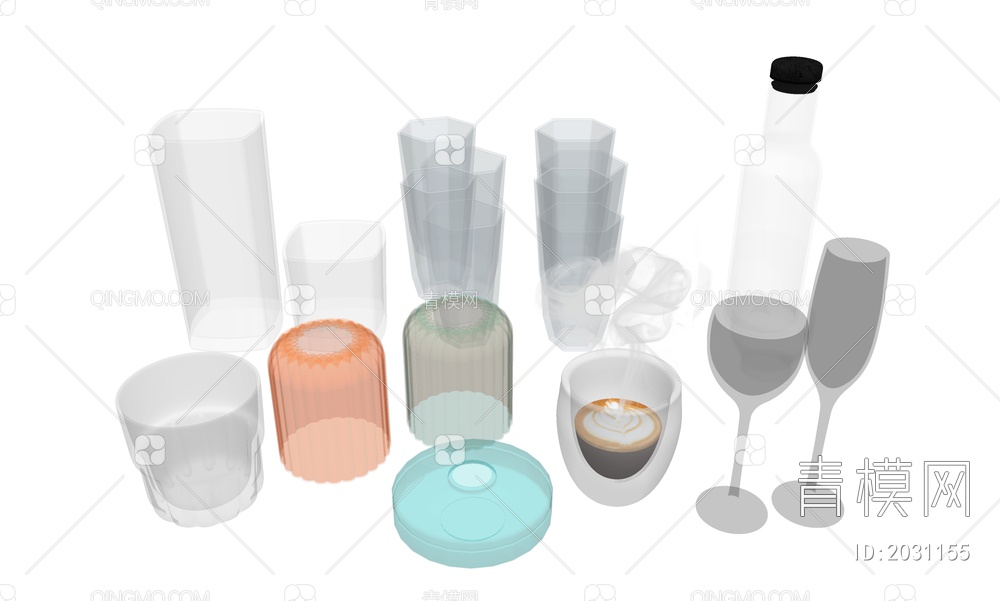 玻璃水杯 透明酒杯SU模型下载【ID:2031155】
