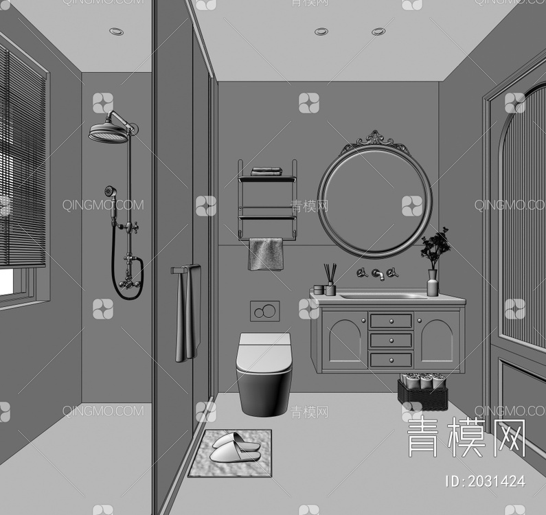 卫生间  复古卫生间3D模型下载【ID:2031424】