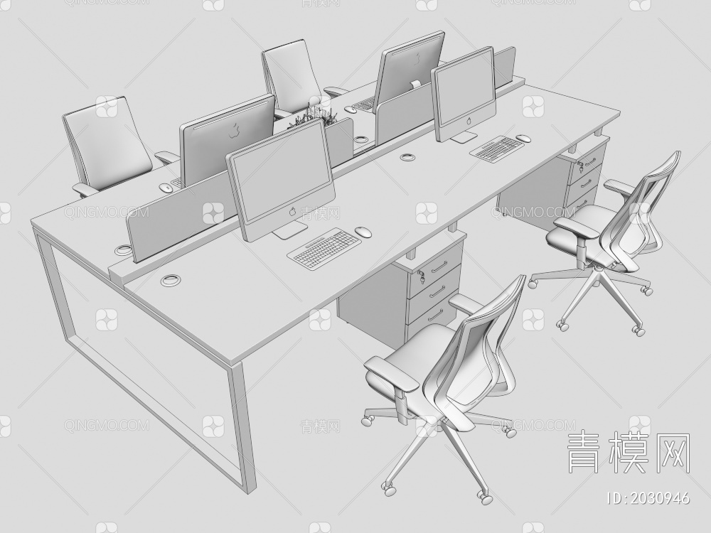 办公桌椅3D模型下载【ID:2030946】