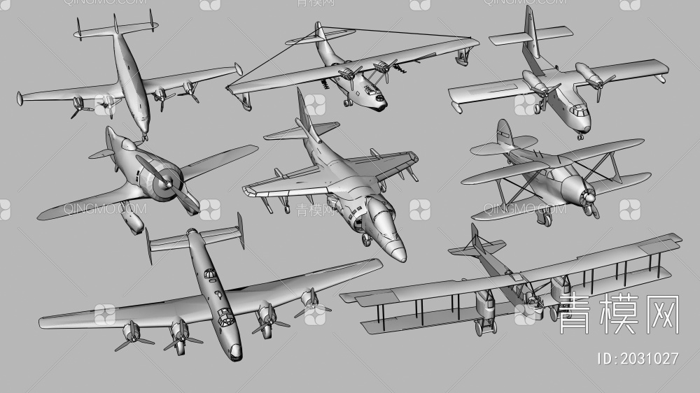 军事飞机3D模型下载【ID:2031027】