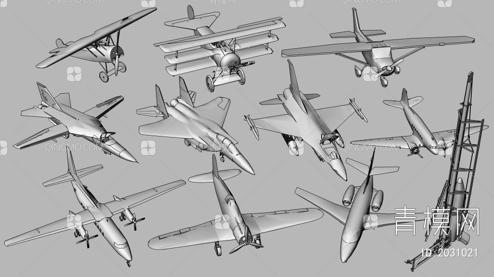 军事飞机3D模型下载【ID:2031021】
