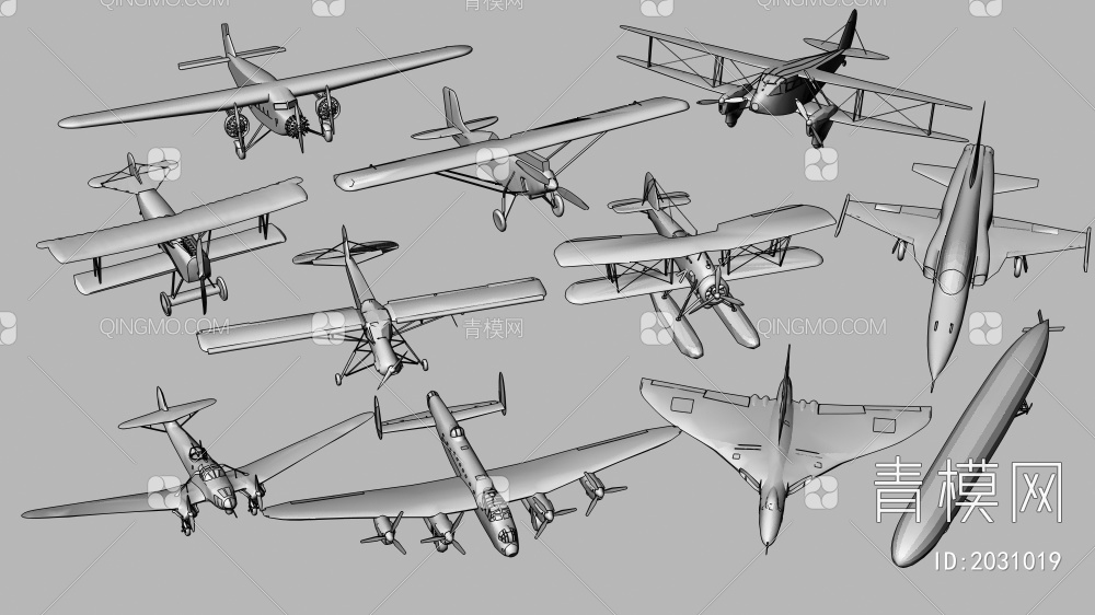 军事飞机3D模型下载【ID:2031019】